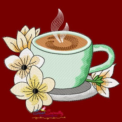 Cup And Flowers-9 Embroidery Design