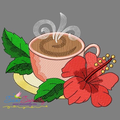 Cup And Flowers-5 Embroidery Design