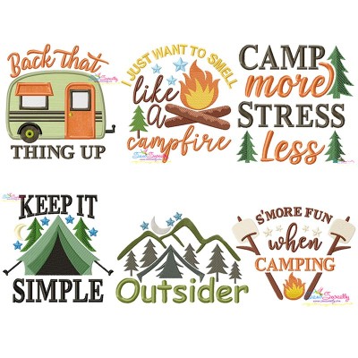 Camping Lettering Embroidery Design Bundle