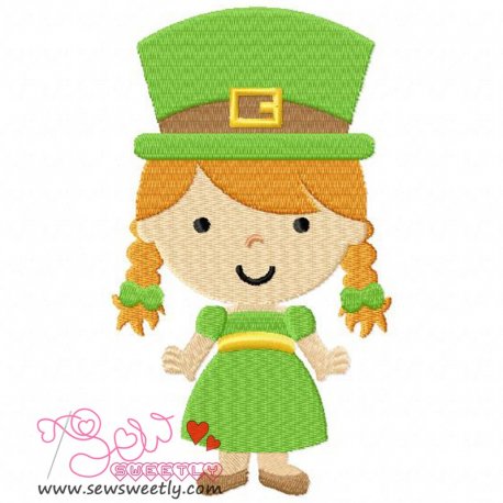 St. Patrick's Day Girl Embroidery Design Pattern- Category- St. Patrick's Day Designs- 1